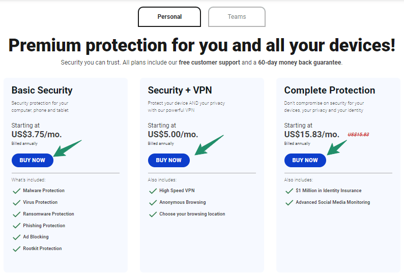 Malwarebytes Plans