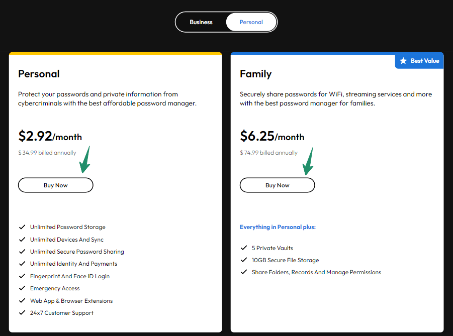 Keeper Security Plan Page 