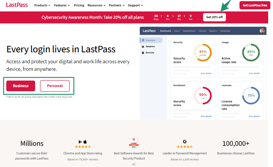 Lastpass home page