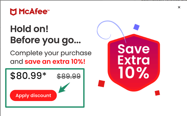 McAfee 10 % Extra