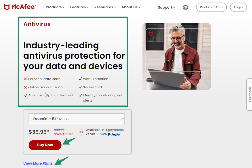 Mcafee home page