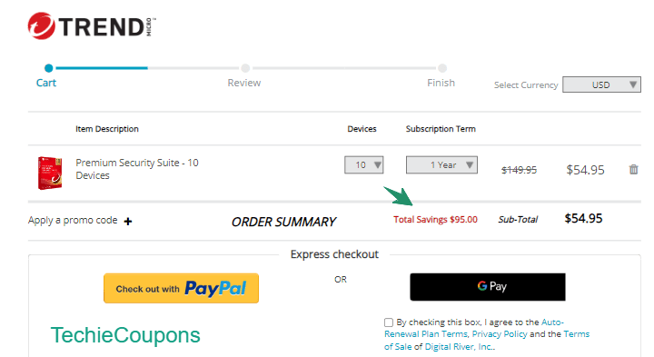 Trend Micro price section