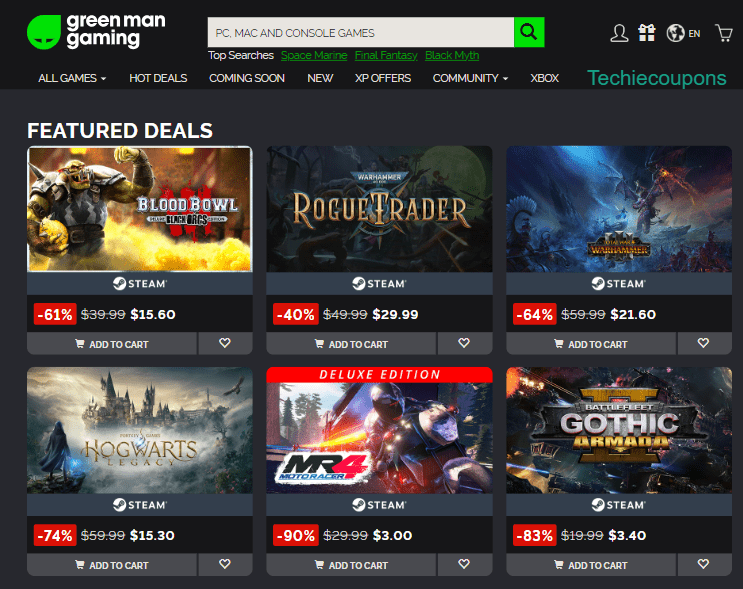 Green Man Gaming Discount and Offers Page