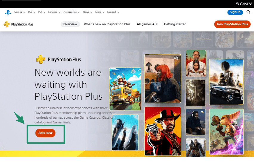 PlayStation home page