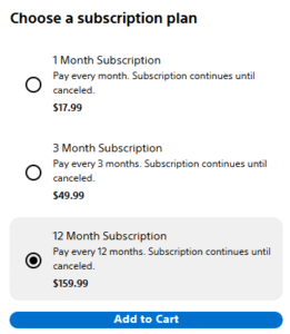Subscription Plan pricing Details