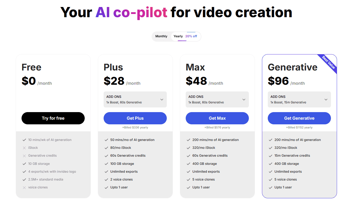 All New Invideo Coupon Code Deals - Upto 75% OFF on its Premium Plans 1 Invideo Pricing
