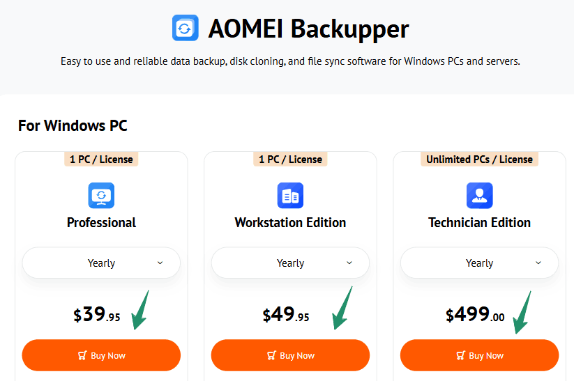 Aomei Backupper Coupon Codes: Save upto 85% on Plans 2 AOMEI Backupper Plans