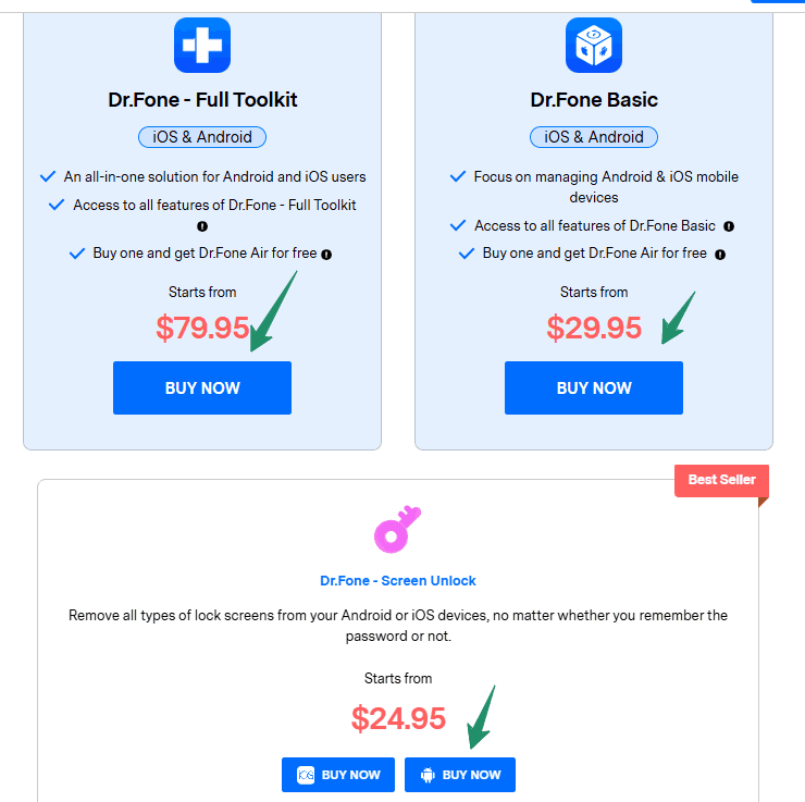 Wondershare Dr Fone Plans Pricing