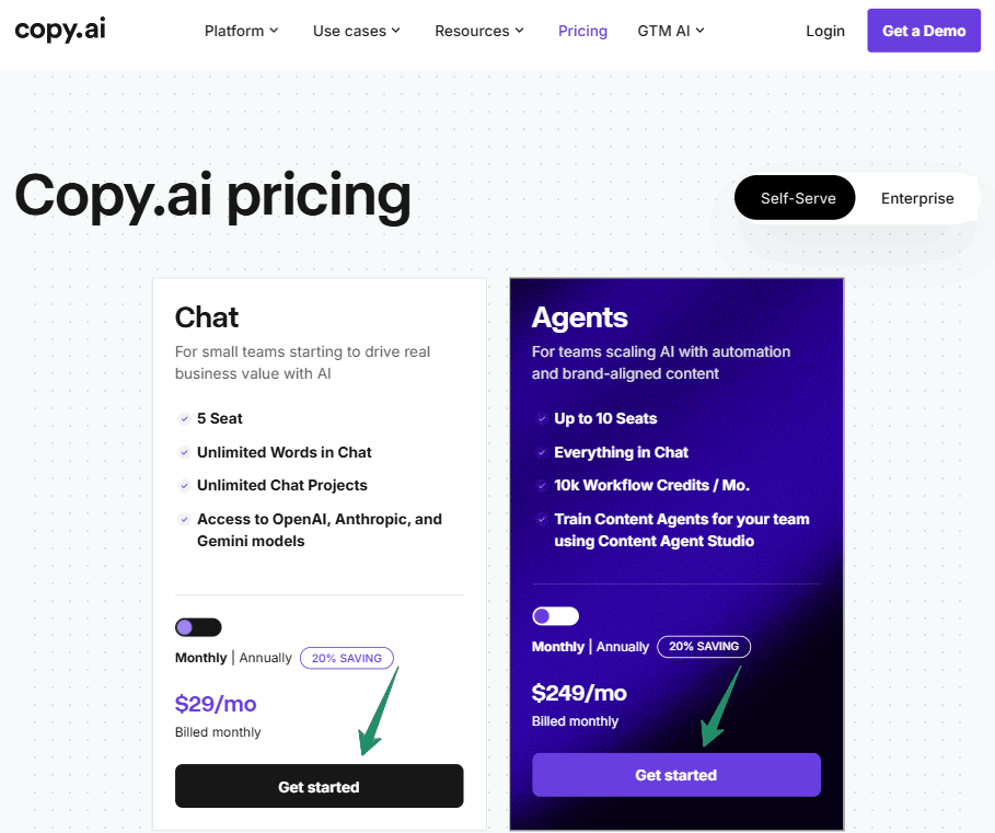 Copy.ai Pricing Plans