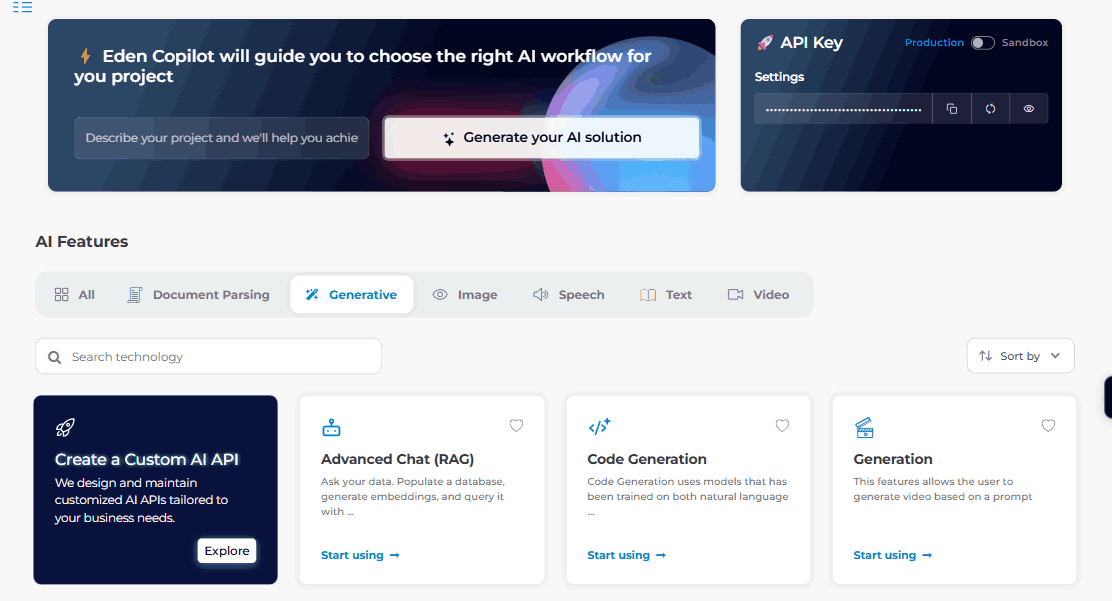 Eden AI DashBoard