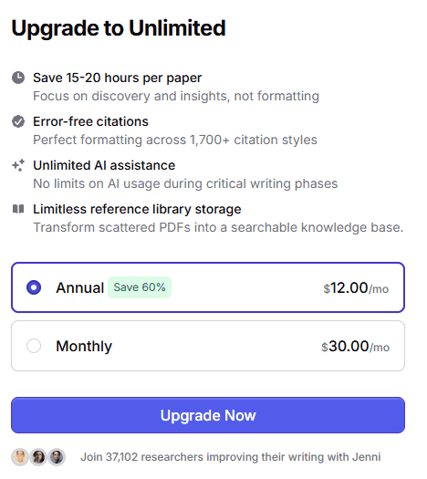 Jenni AI Plan Upgrade
