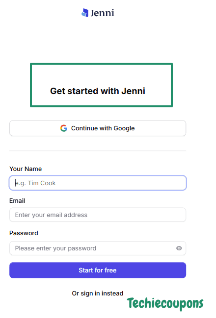 Jenni Ai Sign Up or Log in