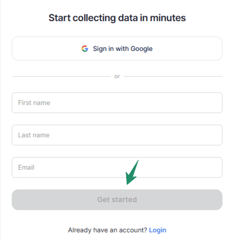 Soax Sign Up Page