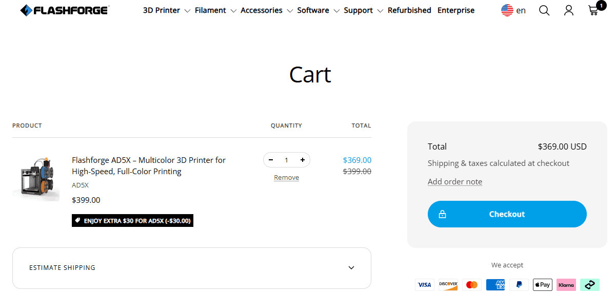 flashforge checkout
