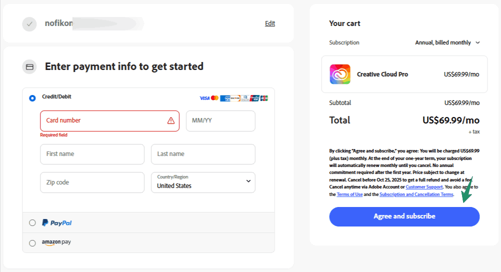 Adobe Creative Cloud Coupon & Deals, Save 65% on Creative Apps 2 Adobe Creative Cloud Enter Payment Details