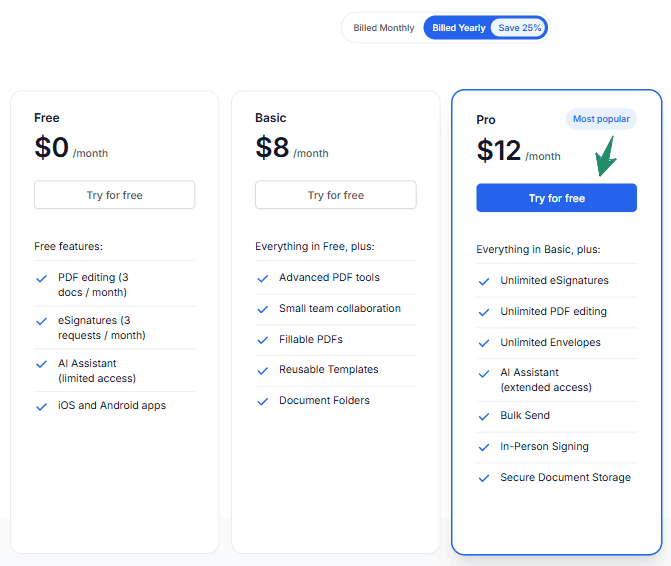 DocHub Pricing Plans