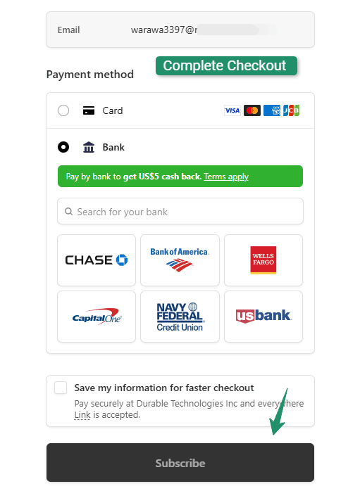 Durable Checkout Page