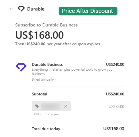 Durable Price After discount