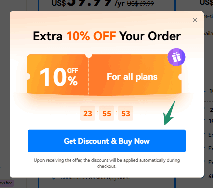 Filmora Special Discount Popup