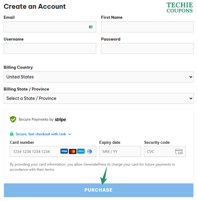GeneratePress Promo Codes & Theme Discounts – Big Savings on WordPress Plans 2 GeneratePress Checkout Page