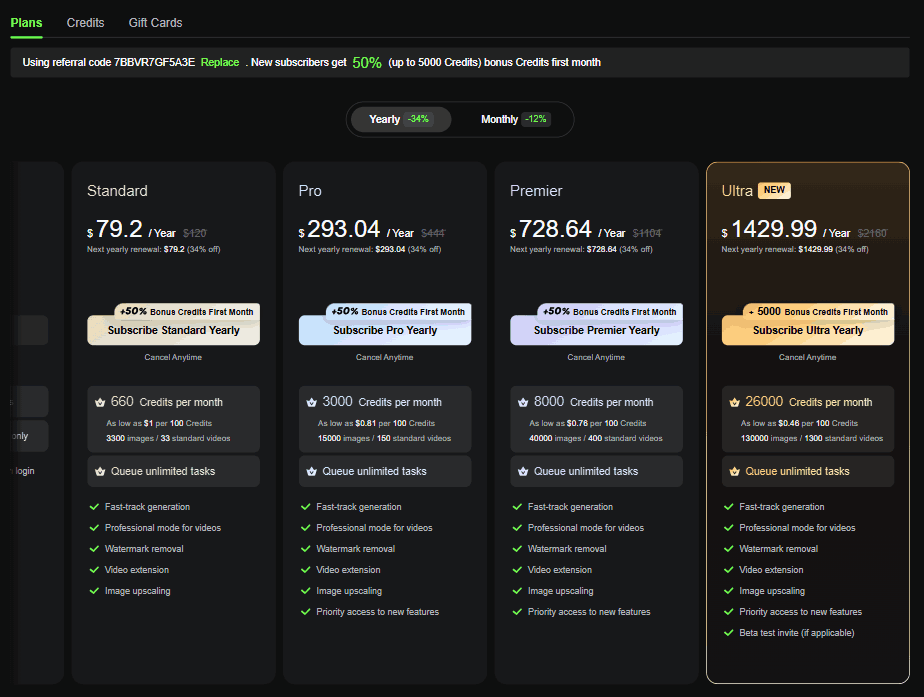 Kling AI Discount Codes & Promo Deals, Save 65% Instantly 2 Kling AI Membership Plans