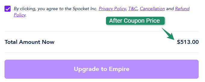 Spocket after coupon price