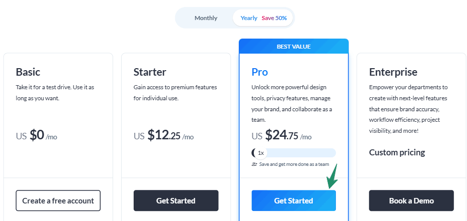 Visme Coupon Codes & Deals – Save 70% on Design & Presentation Tools 2 Visme pricing plans