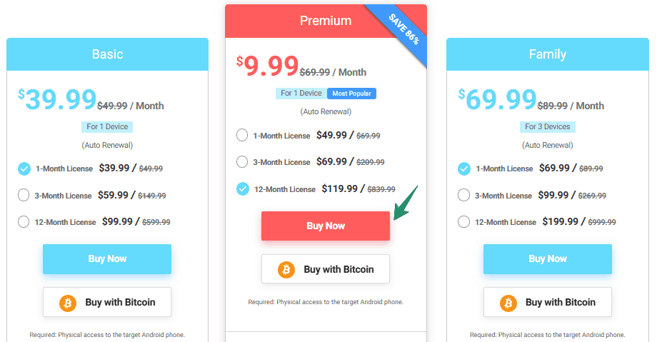 Cocospy pricing plan