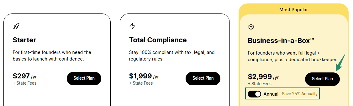 Doola Discount Code, Get Up to 25% OFF on Startup & Compliance Plans 1 Doola Pricing Plan details