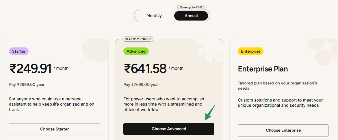 Evernote Pricing Plan