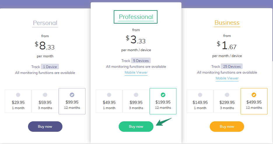 Hoverwatch pricing plan