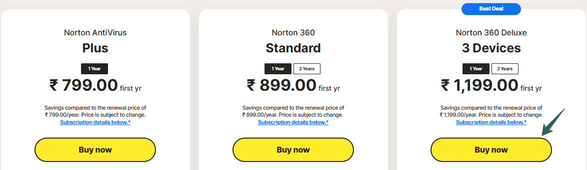 Norton Family Pricing Page