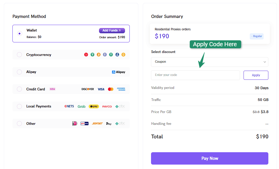 Novada Checkout Page Apply Coupon Code