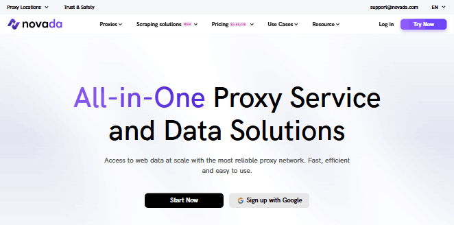 Novada Website Home Page