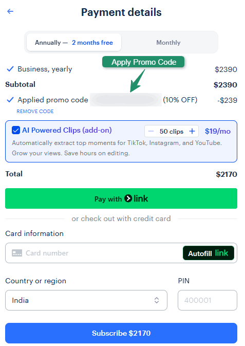 Restream Checkout Pricing Plan_