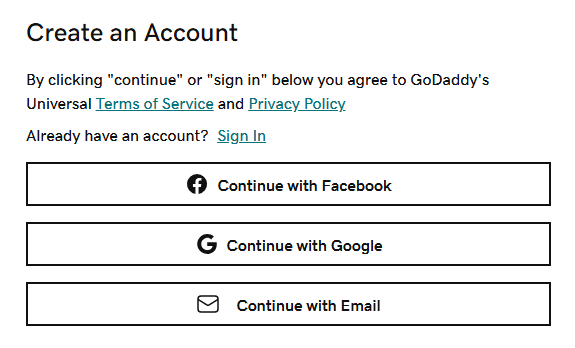 Create a new Godaddy account