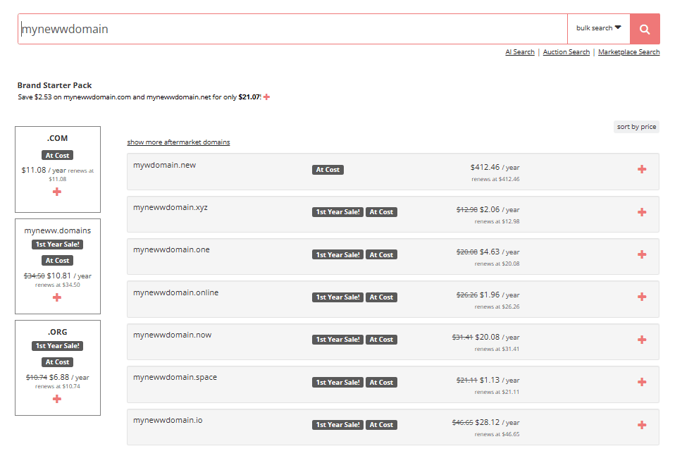 Porkbun Search Domain Name Result