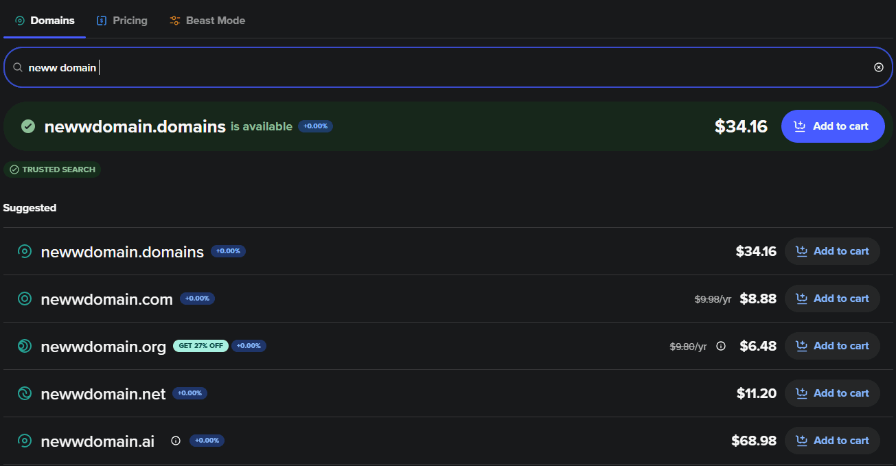 Spaceship Discount Code, Get upto 65% OFF on Domain & Hosting 1 Spaceship search page
