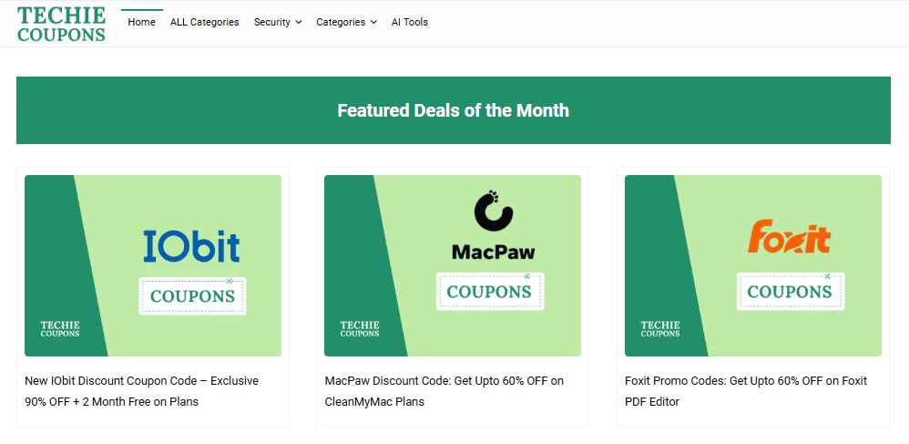 TechieCoupons Featured Deals sc