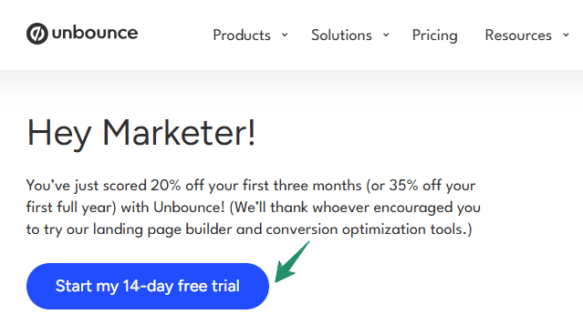 Unbounce Promo Codes & Landing Page Deals – Save 75% Instantly 1 Unbounce special discount banner
